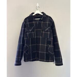 Billabong Barlow Black and Tan Plaid Jacket size Large